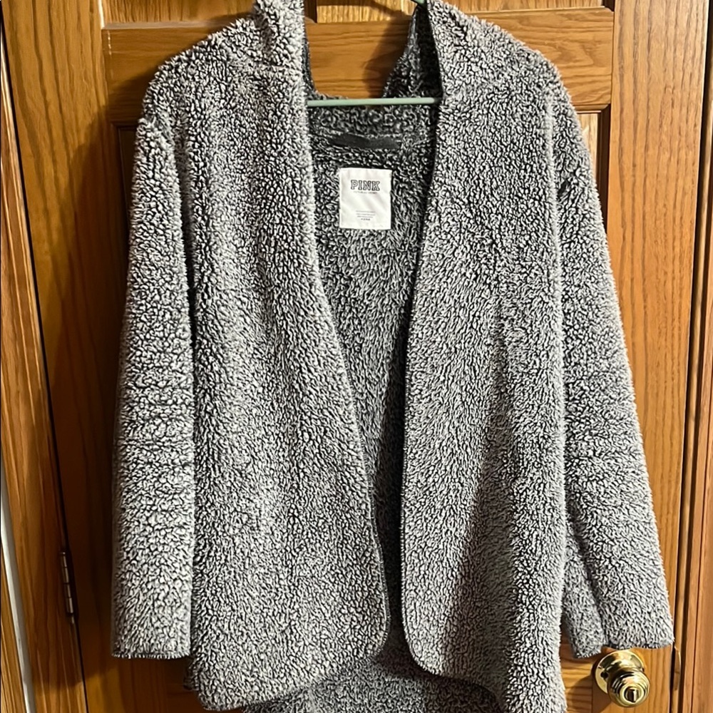 PINK Cozy Gray Sherpa Jacket